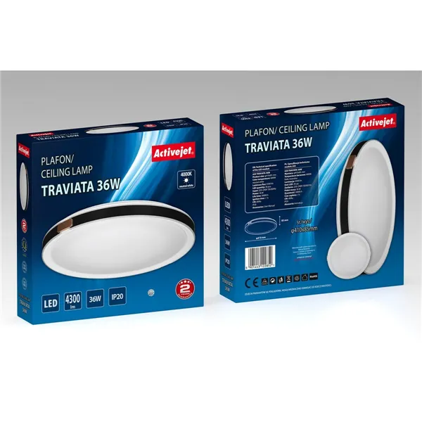 Ceiling Light Activejet AJE-TRAVIATA 36W White Black 80 36 W (4000 K)