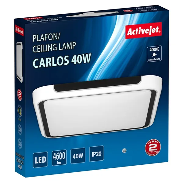 Ceiling Light Activejet AJE-CARLOS 40W White Black 80 (4000 K)