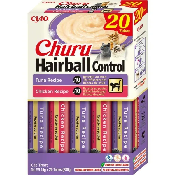 Snack for Cats Inaba Churu Hairball control Tuna and chicken recipe