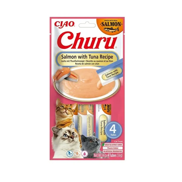 Snack for Cats Inaba Churu Salmon with tuna recipe Лососевый 4 x 14 g