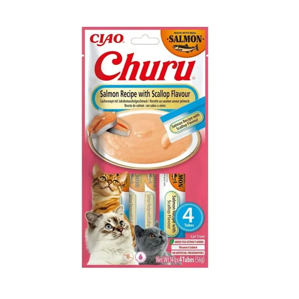 Snack for Cats Inaba Churu Lašišos raudonumo spalva 4 x 14 g