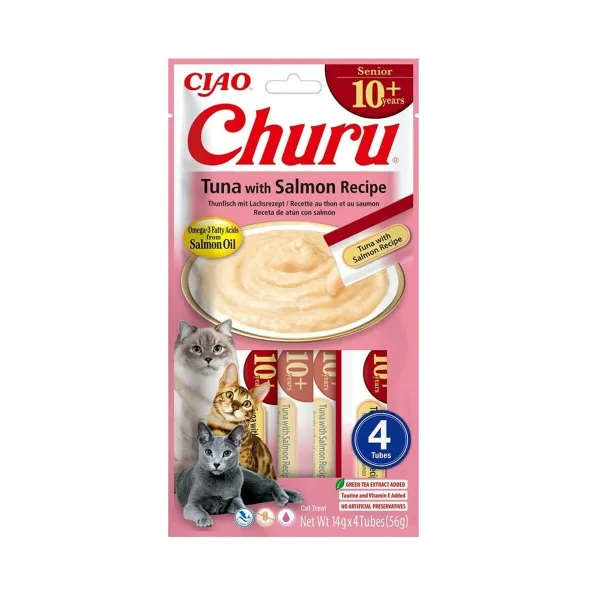 Snack for Cats Inaba Churu Senior Tuna with Salmon Recipe Рыба 4 x 14 g