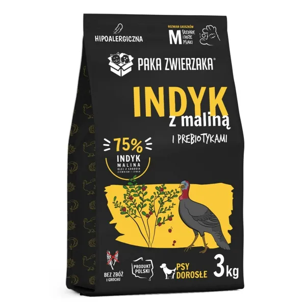 Фураж Paka Zwierzaka Turkey with raspberry M индейка 3 Kg