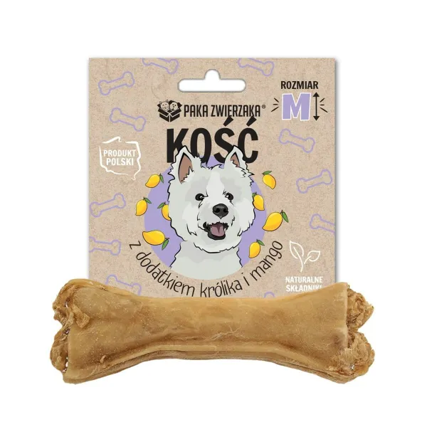Užkandis šunims Paka Zwierzaka Bone with rabbit and mango M 12 cm Triušis 55 g