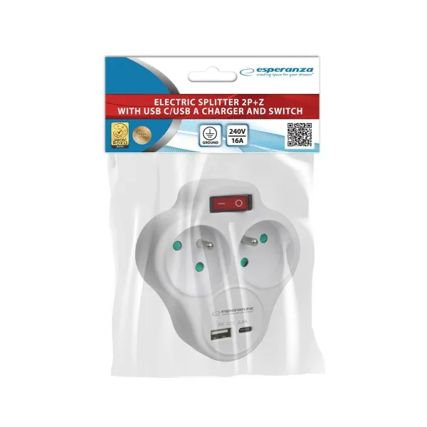 Plug adapter Esperanza ELK311W 2 Plugs