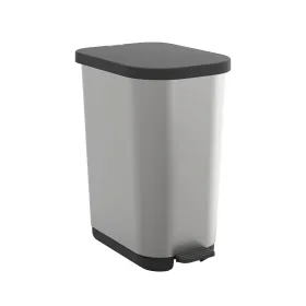 Waste bin Rotho Ribo Silver Silver Plastic 35 L