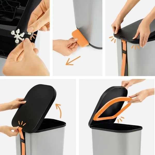 Šiukšliadėžė su pedalu Rotho Ribo White Balta Plastmasinis 35 L