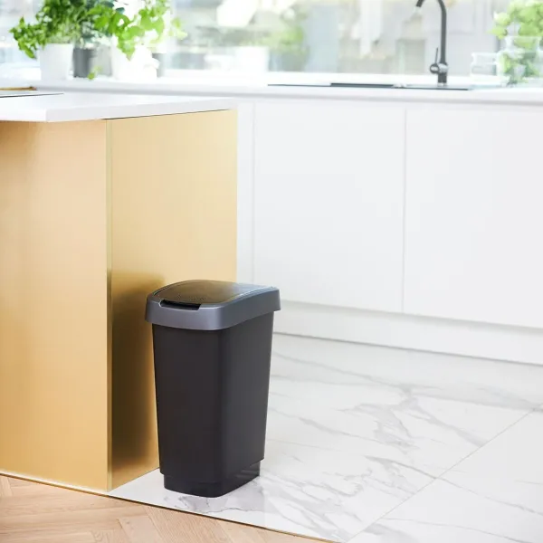 Šiukšlių dėžė Rotho Twist Silver Sidabras Plastmasinis 10 L
