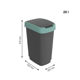 Waste bin Rotho Twist Green Green Plastic 25 L