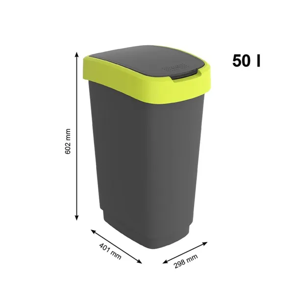 Prügiämber Rotho Twist Lime Plastmass 50 L