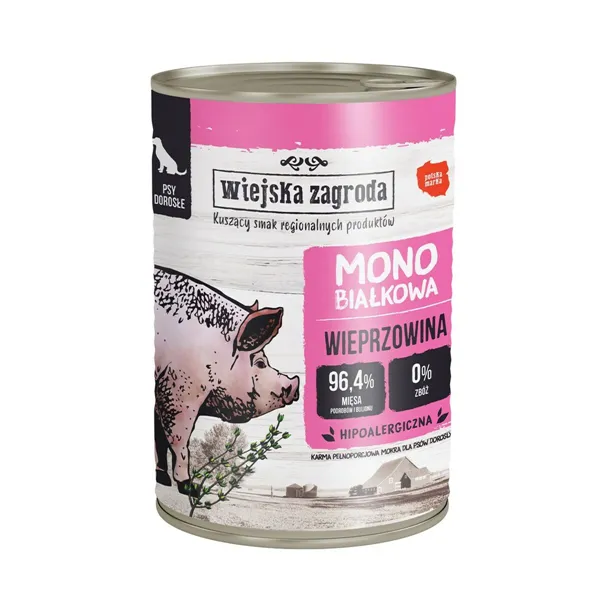 Wet food WIEJSKA ZAGRODA Cerdo monoproteico Pig 400 g