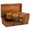 Set of suitcases Alexandra House Living Brown PVC Wood Metal Vintage 30 x 16 x 45 cm 38 x 24 x 13,5 cm Ornamental 2 Pieces