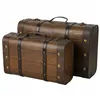 Set of suitcases Alexandra House Living Brown PVC Wood Metal Vintage 30 x 16 x 45 cm 38 x 24 x 13,5 cm Ornamental 2 Pieces