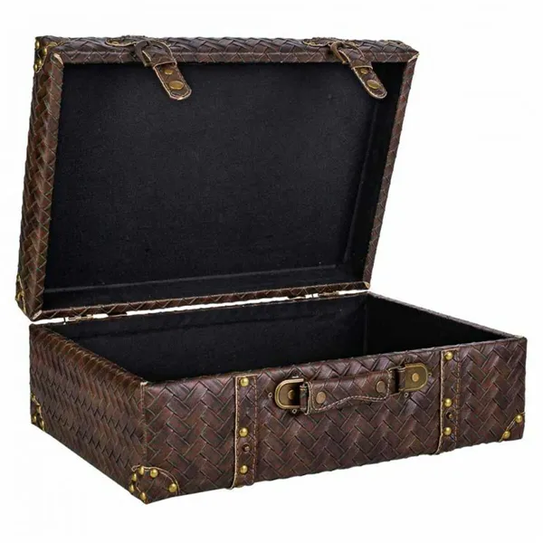 Decorative suitcase Alexandra House Living Brown Polyskin MDF Wood Vintage 16 x 30 x 44 cm