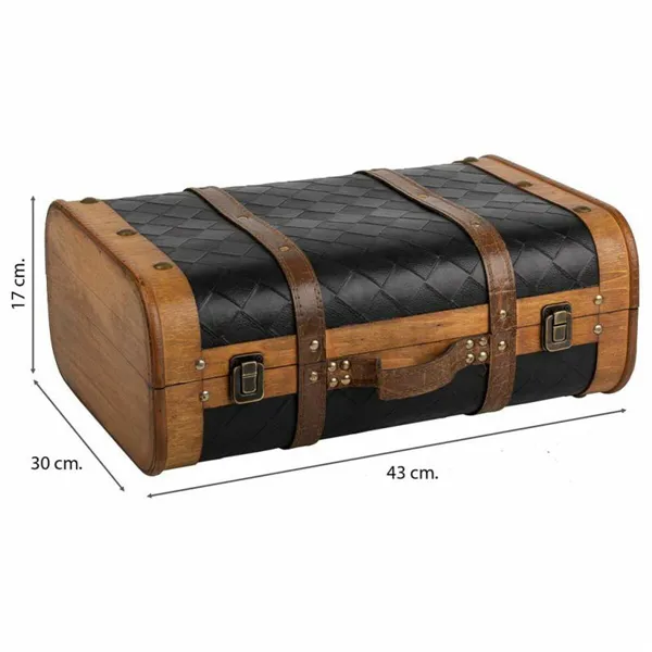 Decorative suitcase Alexandra House Living Black PVC Wood Metal Cloth Vintage 30 x 17 x 43 cm