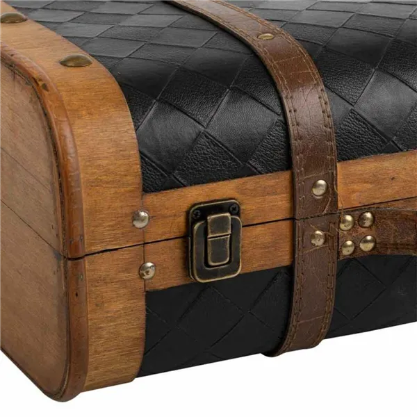 Decorative suitcase Alexandra House Living Black PVC Wood Metal Cloth Vintage 30 x 17 x 43 cm