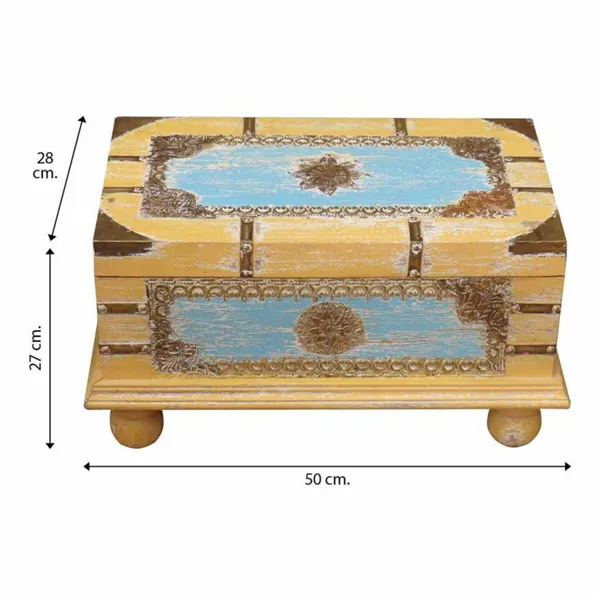 Chest Alexandra House Living Yellow Blue Mango wood 28 x 27 x 50 cm Traditional style