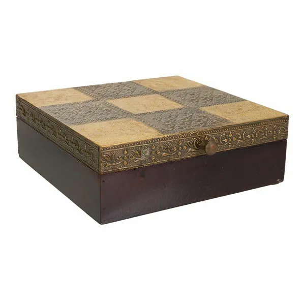 Jewelry box Alexandra House Living Dark brown Brass Mango wood MDF Wood 20 x 7 x 20 cm