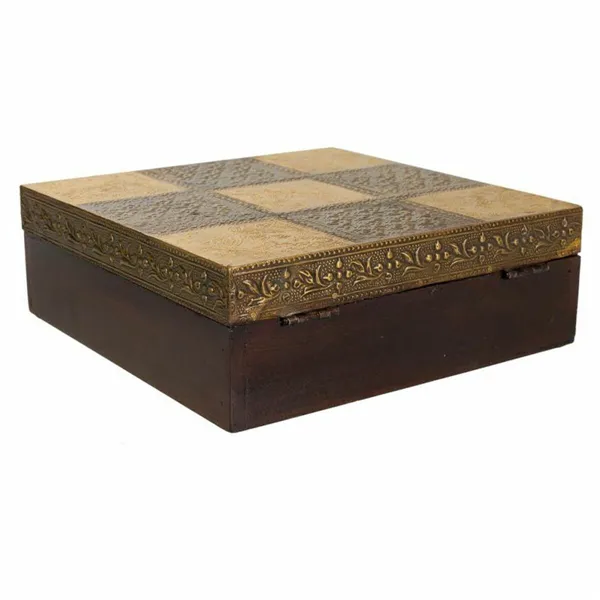 Jewelry box Alexandra House Living Dark brown Brass Mango wood MDF Wood 20 x 7 x 20 cm