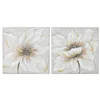 Painting Home ESPRIT White Beige Canvas MDF Wood Flower Romantic 50 x 2,5 x 50 cm (2 Units)