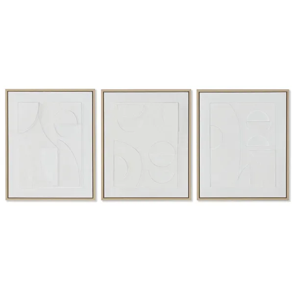 Painting Home ESPRIT White polystyrene Canvas Abstract Scandinavian 40 x 4,8 x 50 cm (3 Units)