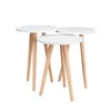 Set of 3 small tables Alexandra House Living White Natural Wood MDP 35 x 49 x 35 cm 35 x 45 x 35 cm 35 x 47 x 35 cm