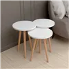 Set of 3 small tables Alexandra House Living White Natural Wood MDP 35 x 49 x 35 cm 35 x 45 x 35 cm 35 x 47 x 35 cm