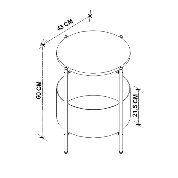 Side table Alexandra House Living Black Grey Oak Metal Wood MDP 43 x 60 x 43 cm