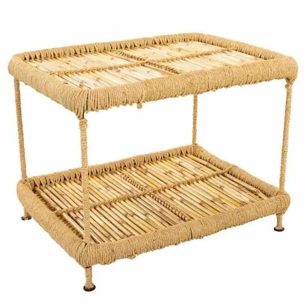 Centre Table Alexandra House Living Natural Bamboo Rope Iron 38 x 37 x 49 cm 1 Shelves