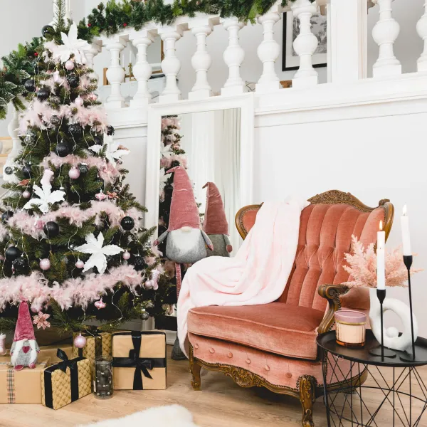 Feather garland for Christmas tree Springos CA0892, 300 cm, pink