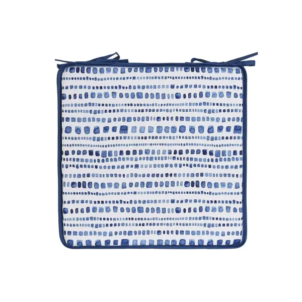 Chair cushion Home ESPRIT Blue White 38 x 38 x 2 cm