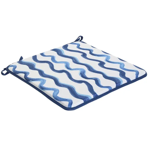 Chair cushion Home ESPRIT Blue White 38 x 38 x 2 cm