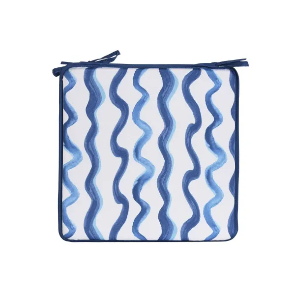 Chair cushion Home ESPRIT Blue White 38 x 38 x 2 cm