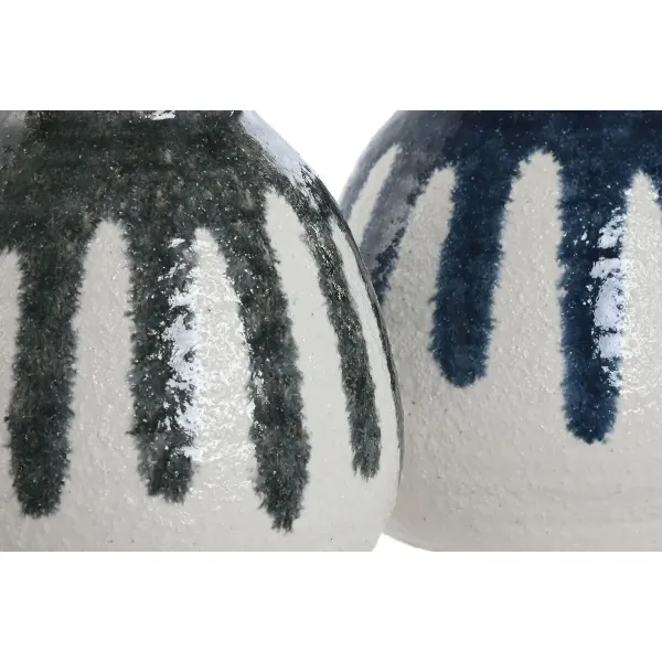 Vase Home ESPRIT Blue White Green Grey Ceramic Mediterranean 18 x 18 x 18 cm (2 Units)