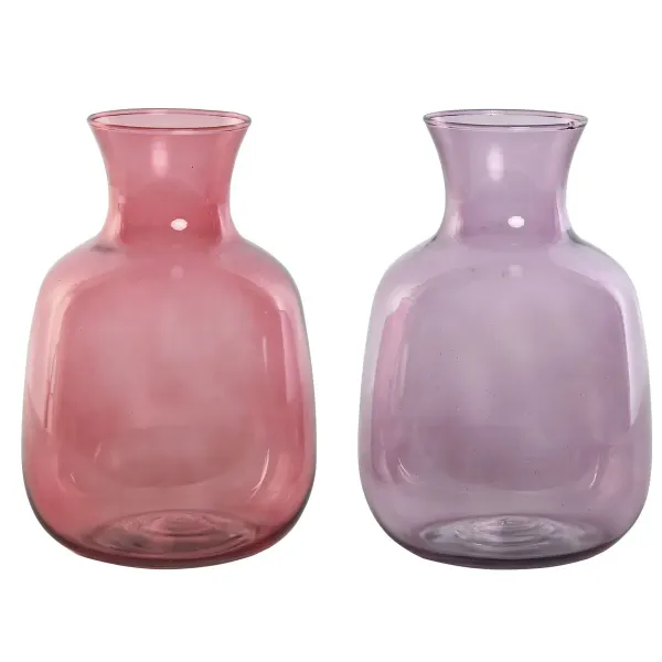 Vase Home ESPRIT Pink Lilac Crystal 19 x 19 x 36 cm (2 Units)