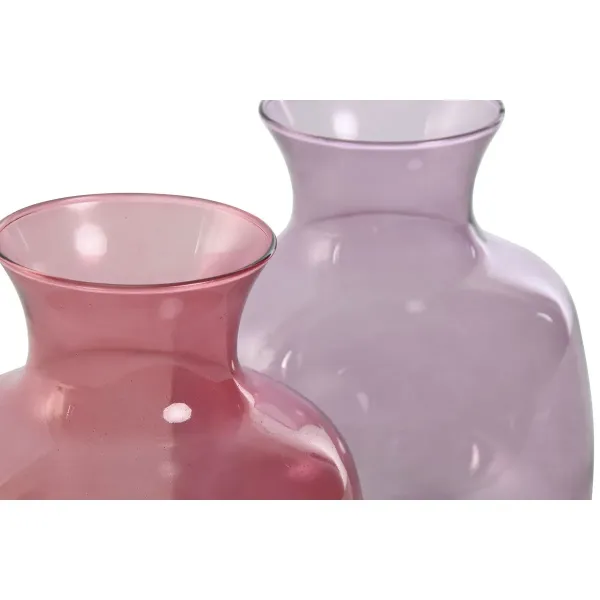 Vase Home ESPRIT Pink Lilac Crystal 19 x 19 x 36 cm (2 Units)