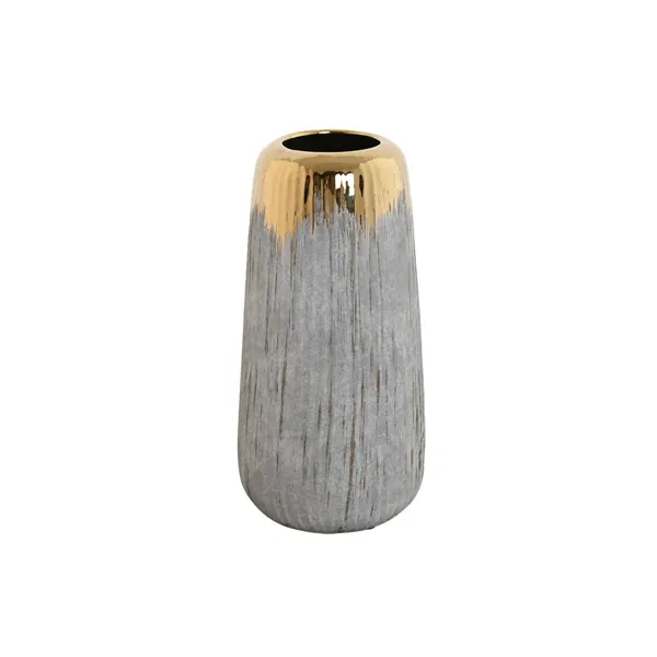 Vase Home ESPRIT Grey Golden Stoneware Modern 14 x 14 x 27 cm