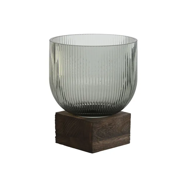 Vase Home ESPRIT Brown Grey Wood Crystal Modern 16 x 16 x 20 cm