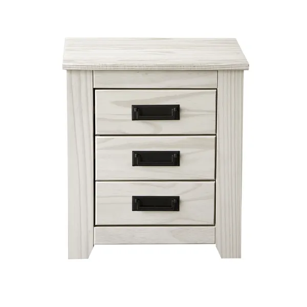 Nightstand Alexandra House Living White Metal Pine 43 x 50 x 32 cm 3 drawers