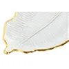 Centerpiece Home ESPRIT Transparent Golden Tropical Leaf of a plant 27 x 15 x 2 cm