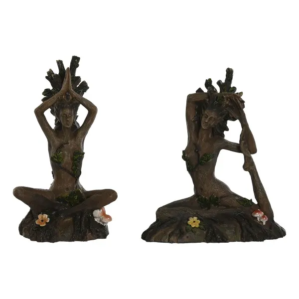 Decorative Figure Home ESPRIT Brown Yoga Indian Man 13 x 6 x 16 cm (2 Units)