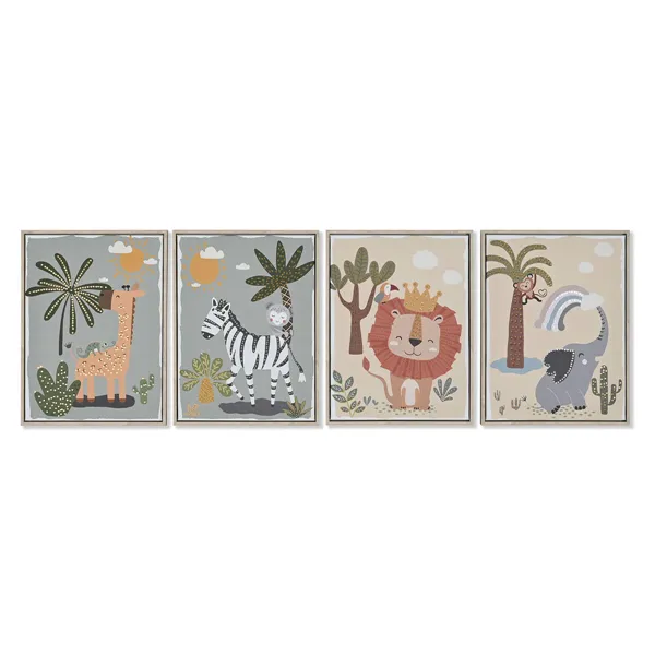 Painting Home ESPRIT Children's animals 30 x 3 x 40 cm (4 Units)