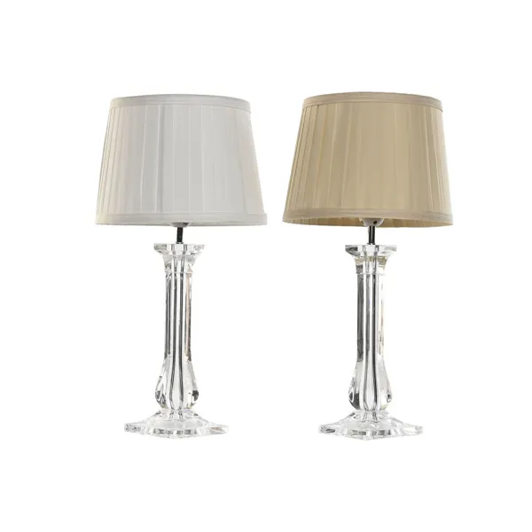 Desk lamp Home ESPRIT White Beige Metal 60 W 220 V 25 x 25 x 50 cm (2 Units)