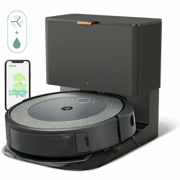 iRobot Robot Vacuum Roomba i557840 Voice Control Round Black Grey Refurbished A+