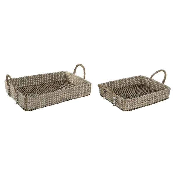 Set of trays Home ESPRIT Natural Light brown Urban 41 x 32 x 16 cm (2 Units)