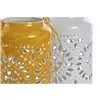 Candleholder Home ESPRIT Yellow White Iron 15 x 15 x 26 cm (2 Units)