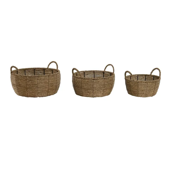 Set of Planters Home ESPRIT Brown Metal Fibre Tropical 34 x 33 x 15 cm