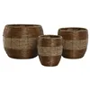 Set of Planters Home ESPRIT Natural Metal Fibre Tropical 33 x 33 x 30 cm