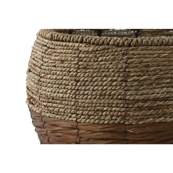 Set of Planters Home ESPRIT Natural Metal Fibre Tropical 32 x 32 x 23 cm