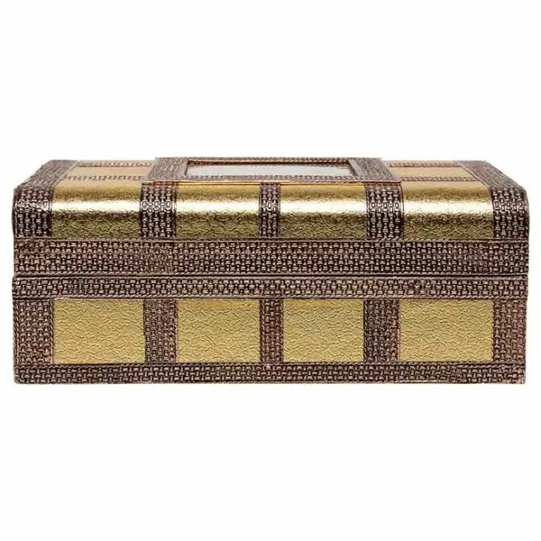 Jewelry box Alexandra House Living Golden Aluminium MDF Wood 20 x 7 x 27 cm